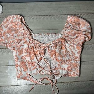 SHEIN Pink Paisley Wrap Blouse